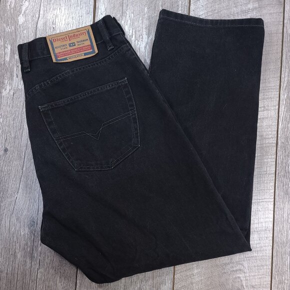 Diesel Jeans Mens Trading Regular Straight Leg Size 36x30 Black Denim Pants - Picture 1 of 11